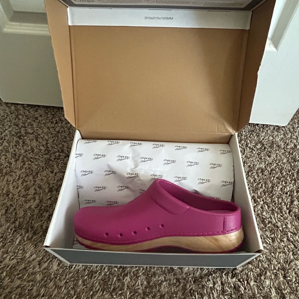 Dansko Pink Clogs with Wooden Sole